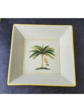 Vtg Williams Sonoma Verano Tile Palm Tree Serving Bowl Italian Centerpiece Dish